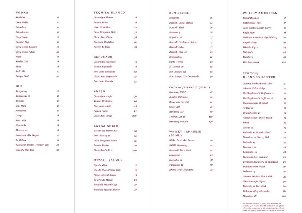 mistress of mayfair bottle menu